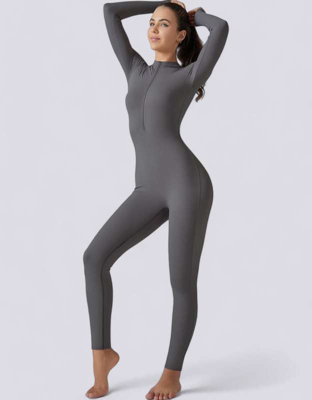 Zipped Jumpsuit Full Length Arms & Legs - Grey