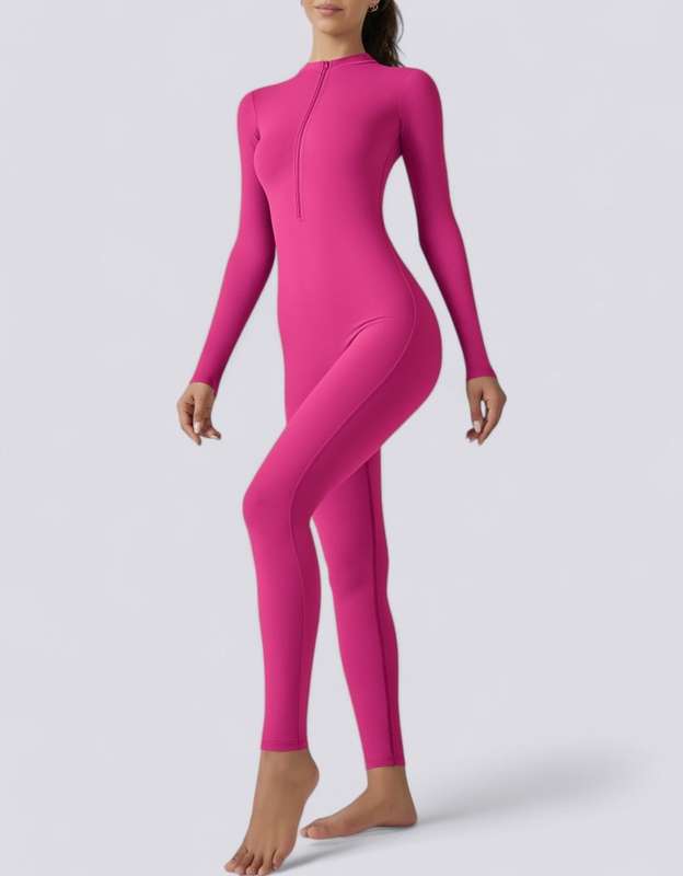 Zipped Women's Jumpsuit Full Length - Pink