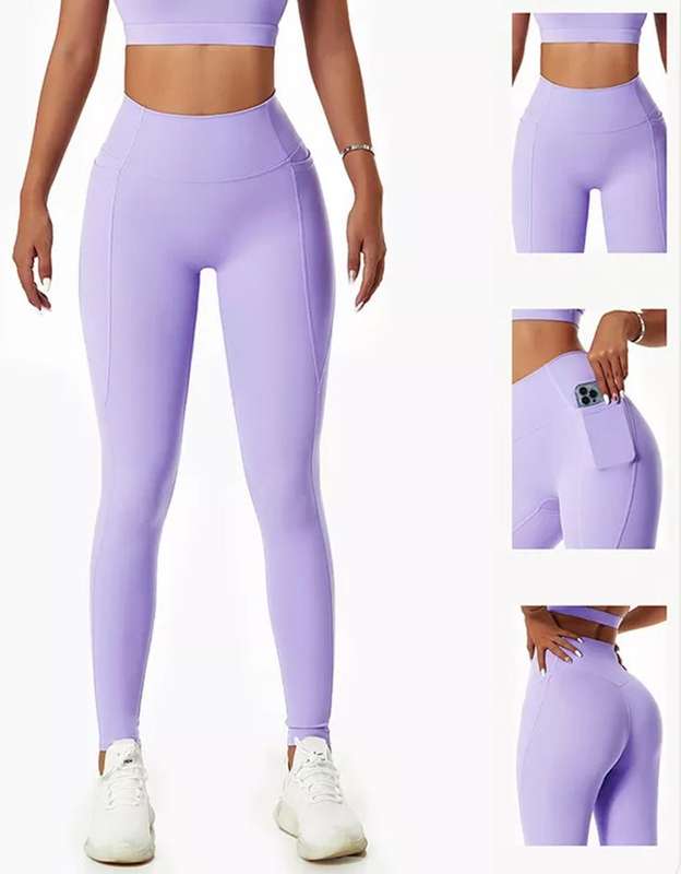 Fitness Leggings with Pockets - Purple