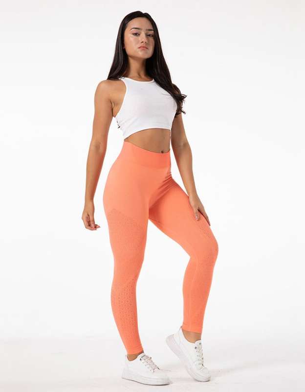 High Waist Seamless Gym Yoga Fitness Leggings - Peach