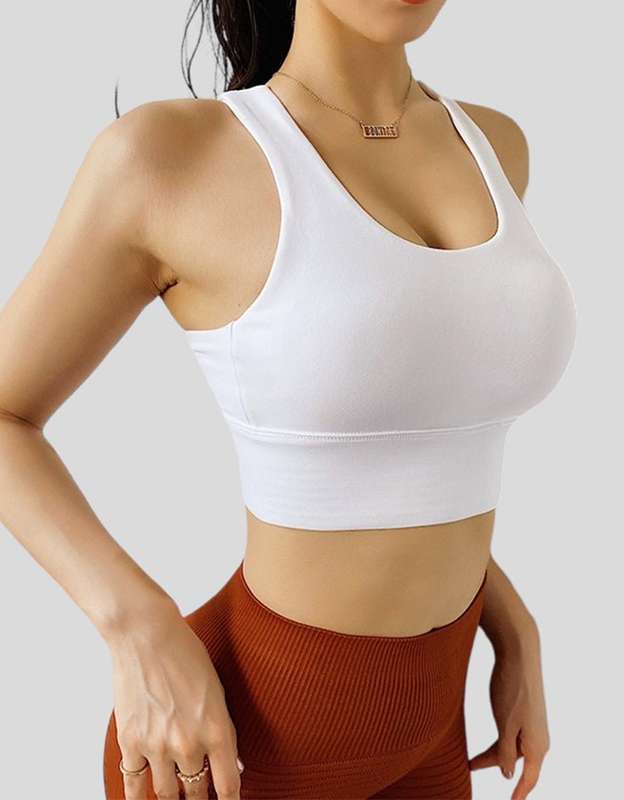 Womens Fitness Sports Bra - High Impact  White