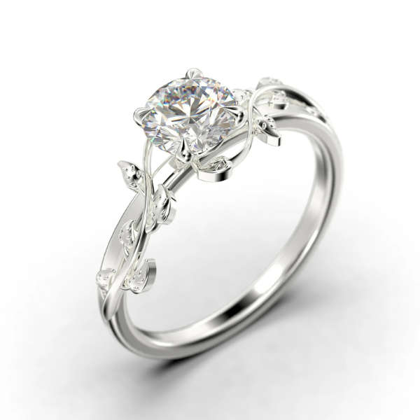 Moissanite 2ct Leaf Ring + 1.6ct Round 4 Prong Solitaire Pendant