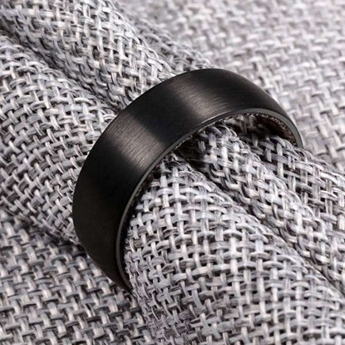 Black Tungsten Carbide Ring with Antler Inner