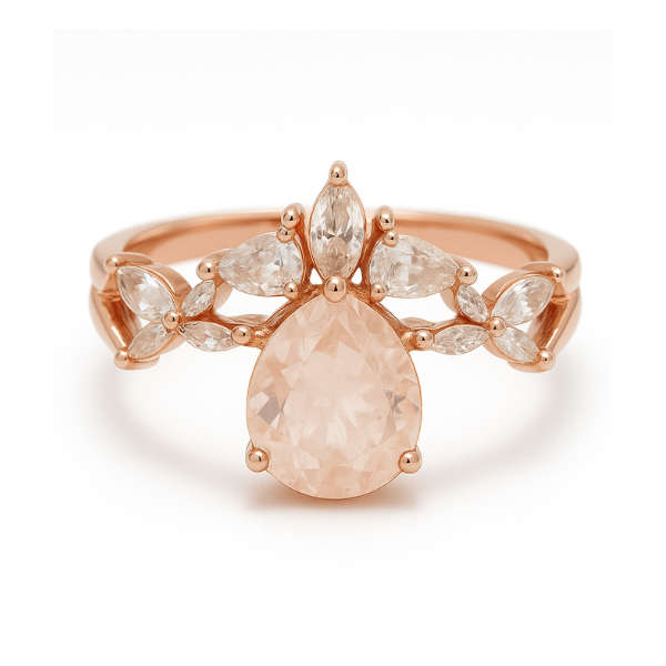 Pear Cut Moonstone Engagement Ring Set