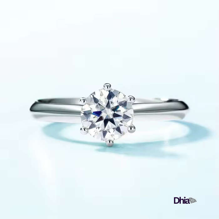 1.0ct S925 Moissanite Solitaire 6 Prong Ring