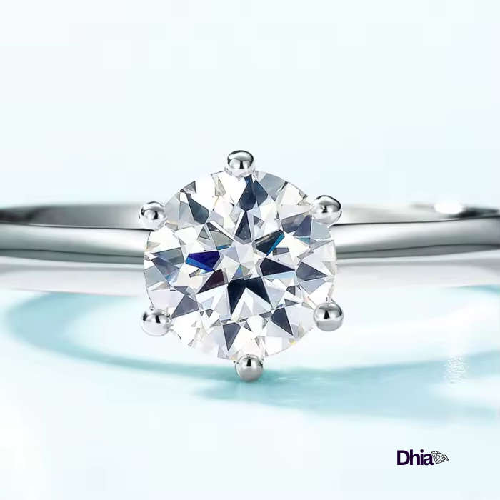 1.0ct S925 Moissanite Solitaire 6 Prong Ring