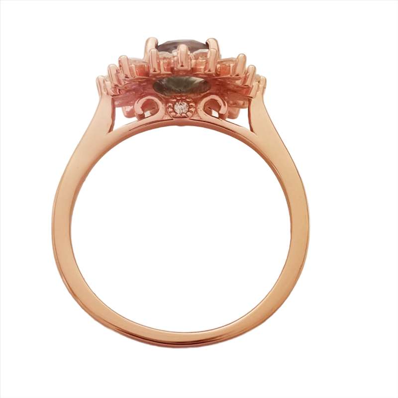 Halo Marquise Moss Agate Ring