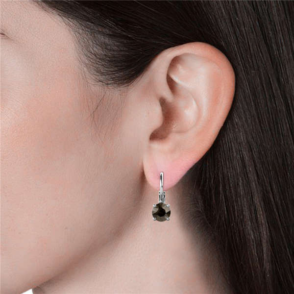 Elegant Smoky Quartz Drop Earrings embellished with Swarovski crystals