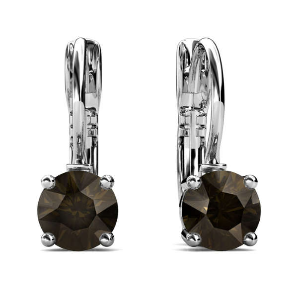 Elegant Smoky Quartz Drop Earrings embellished with Swarovski crystals