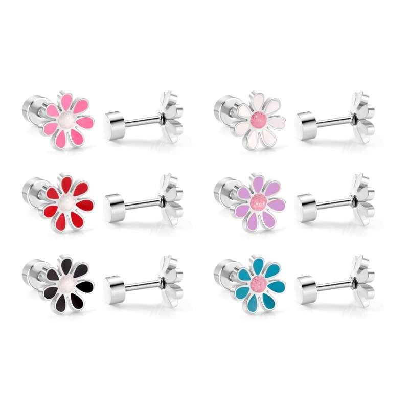 Set of 3 Daisy Stud Earrings