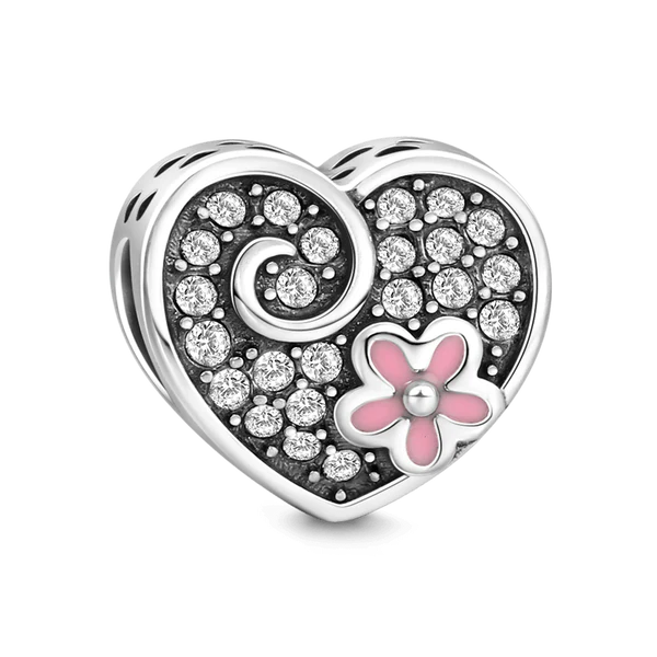 S925 Heart Daisy Charm