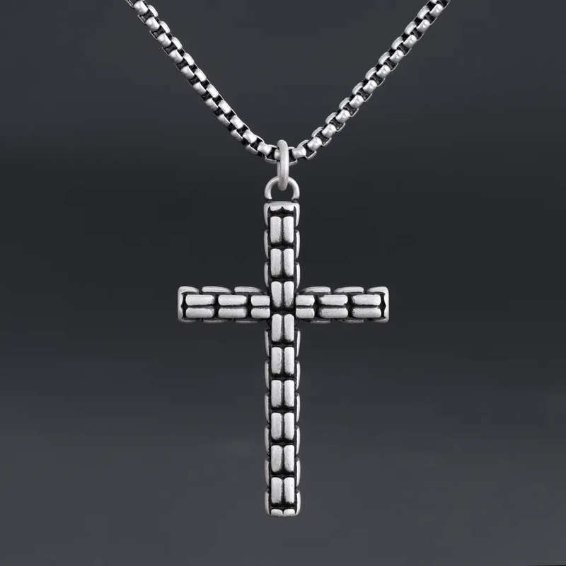 Trendy Block Cross Necklace
