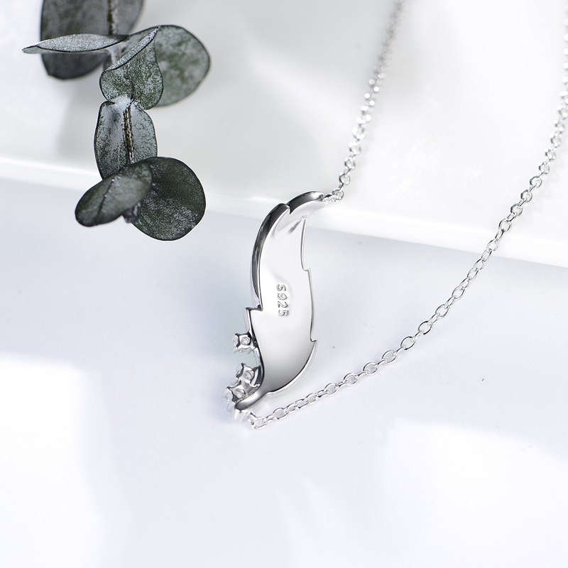 S925 Sterling Silver Leaf Necklace Enamel Painted