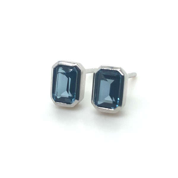 Octagonal Blue Stud Earrings