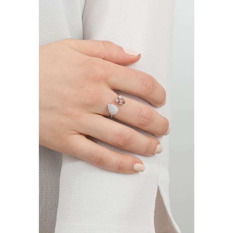 Silver Pear-Shaped Ring with Swarovski Crystal & Pave Band