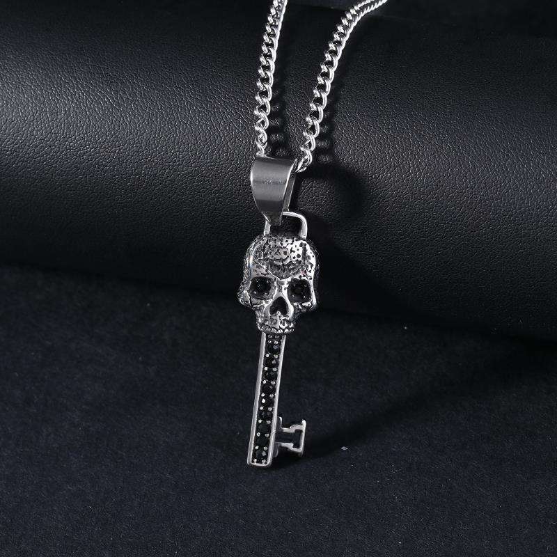 Key Skull Necklace in Stainless Steel