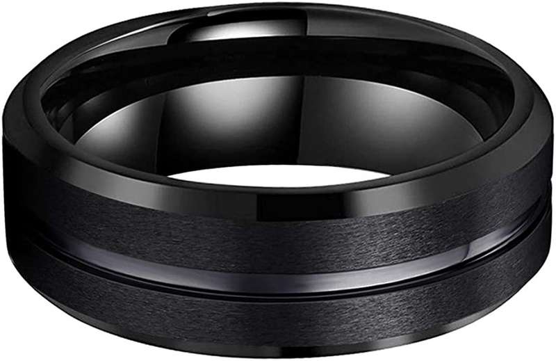 Black Channel Tungsten Carbide Ring