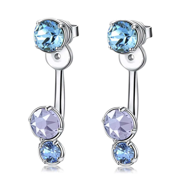 Amour Blue Jacket Earrings embellished with Crystals from Swarovski