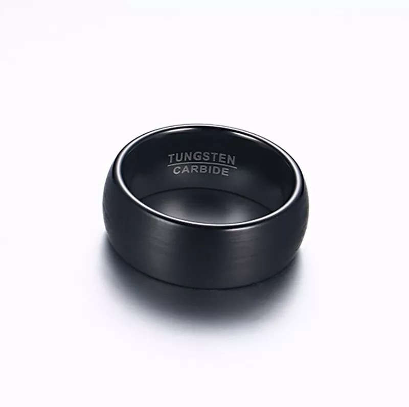 Black Dome Tungsten Carbide Ring