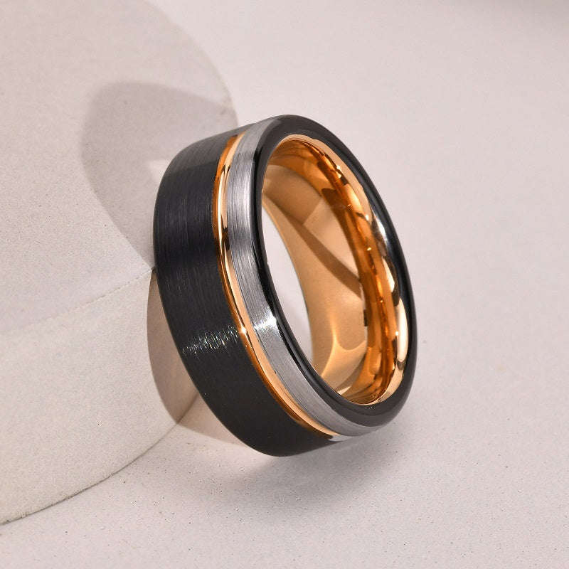 Rose Gold Groove Tungsten Carbide Ring