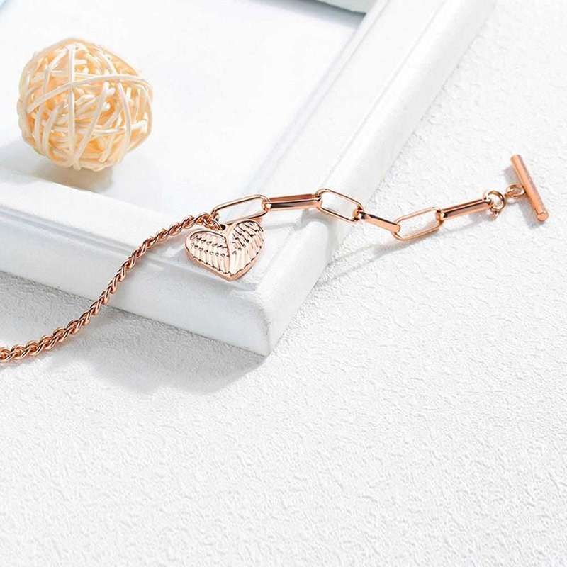 Love Angel Heart Bracelet - Rose Gold