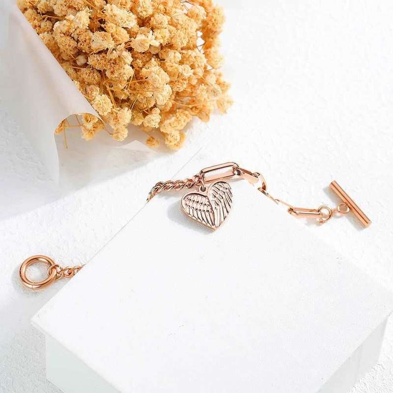 Love Angel Heart Bracelet - Rose Gold