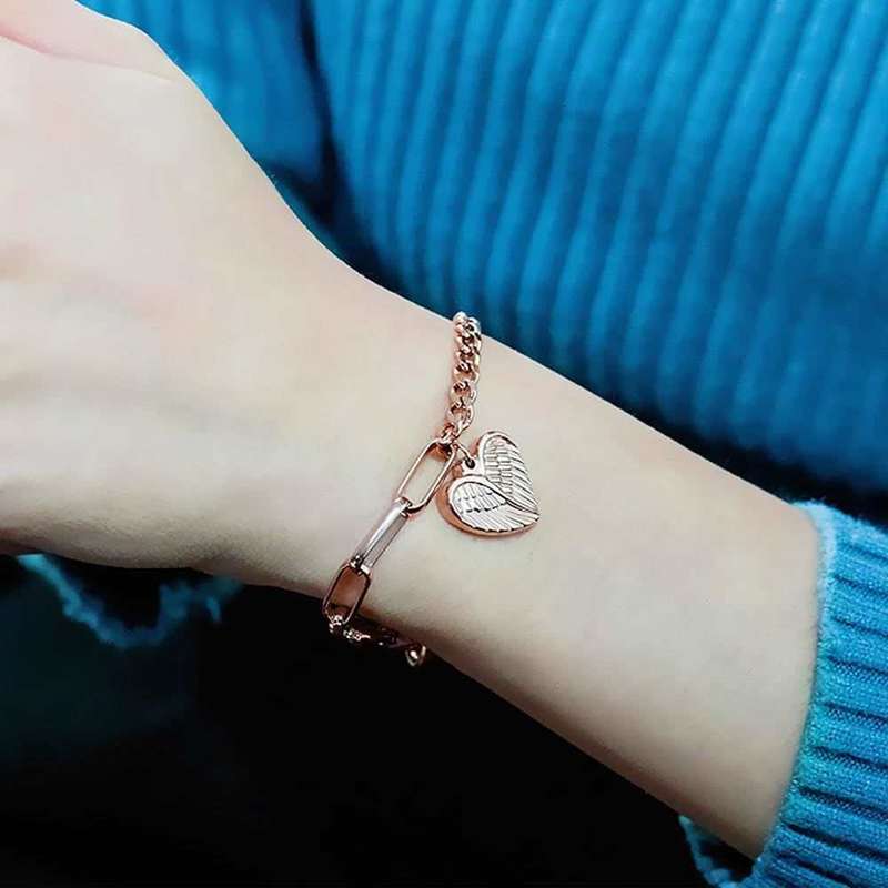 Love Angel Heart Bracelet - Rose Gold
