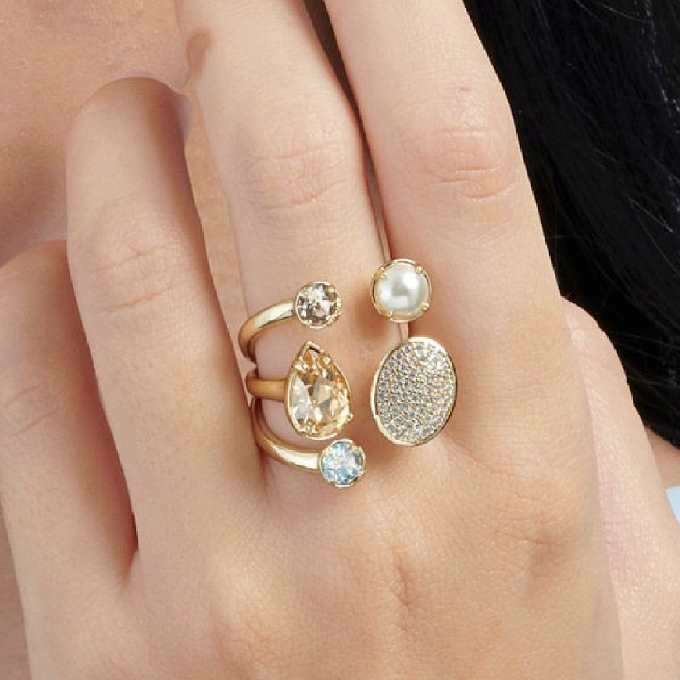 Amour Yellow Gold plated with Crystals from Swarovski Ring