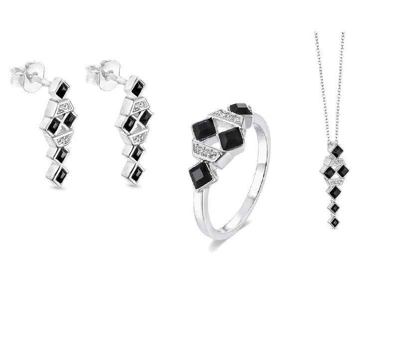 Dhia Black Square Necklace embellished with crystals from Swarovski