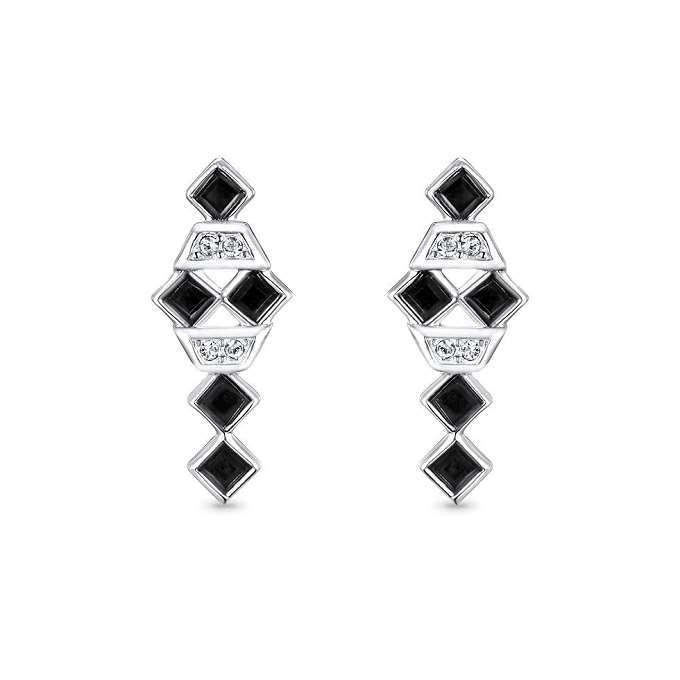 Dhia Black Square Earrings embellished with crystals from Swarovski