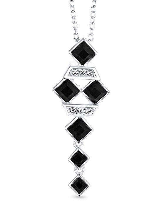 Dhia Black Square Necklace embellished with crystals from Swarovski