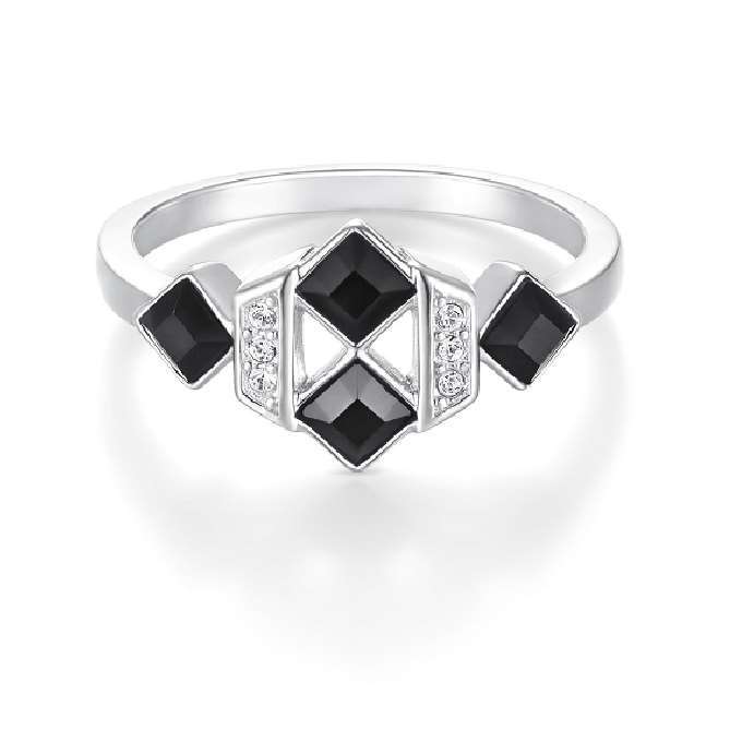 Dhia Black Square Ring embellished with crystals from Swarovski