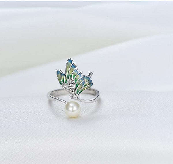 Butterfly Pearl Ring - Adjustable