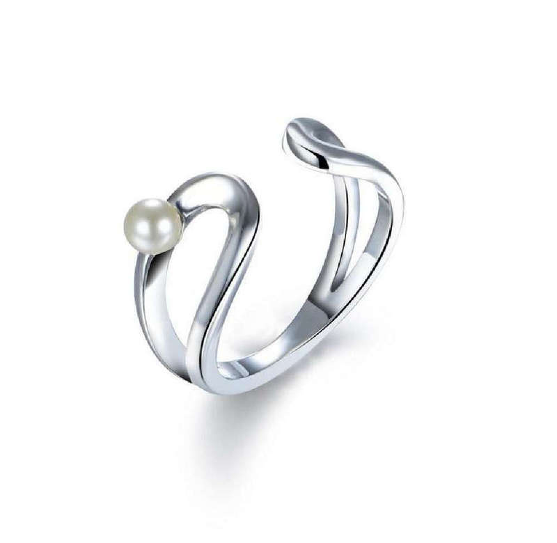 Infinity Ring Made with Pearl from Swarovski- Adjustable