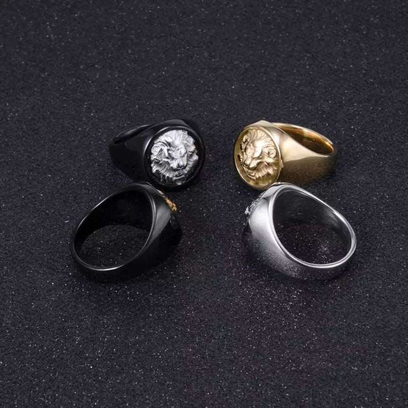 Silver Lion Head Ring  Bold Sovereign Design