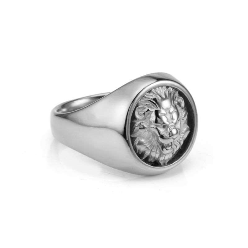 Silver Lion Head Ring  Bold Sovereign Design