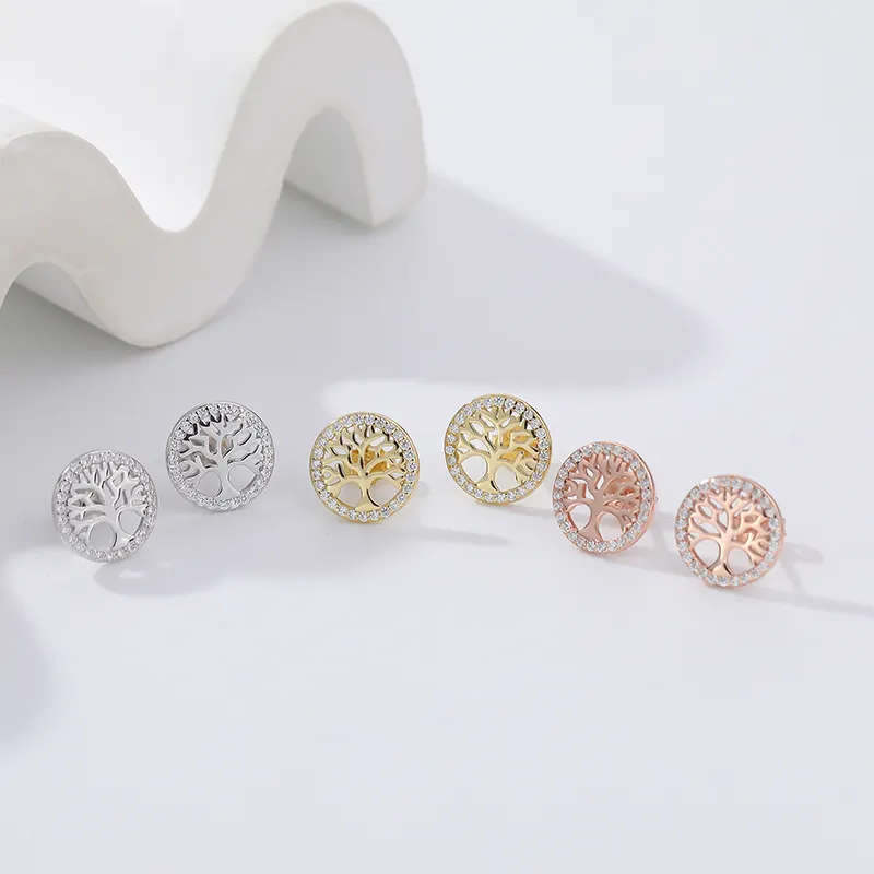 S925 Tree Of Life Stud Earrings