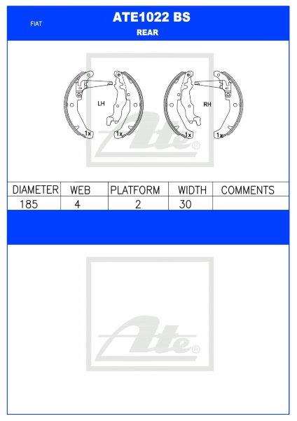 Brake Shoes Fiat Palio 1.6 16v 2004- (ATE1022BS)