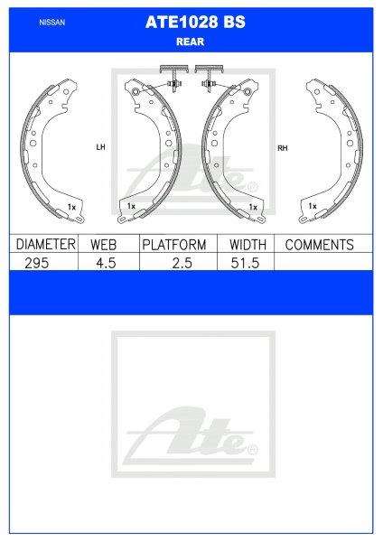 Nissan NP300 & Hardbody  Rear Brake Shoes (ATE1028BS)