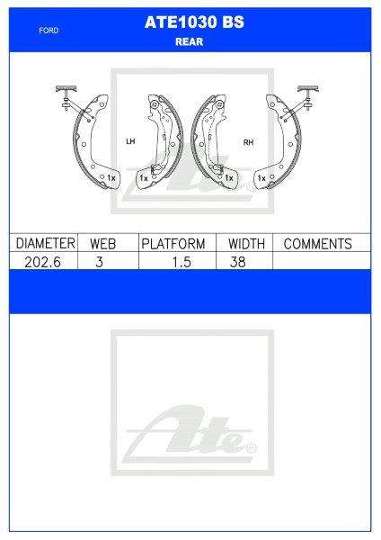 Ford Fiesta & Figo  Rear Brake Shoes (ATE1030BS)