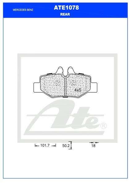 Rear Brake Pads  Mercedes-Benz Vito W639 113122 CDI, 3.5 (ATE1078)