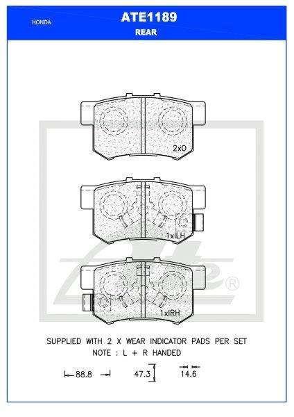Rear Brake Pads  Honda Accord & CR-V (ATE1189)