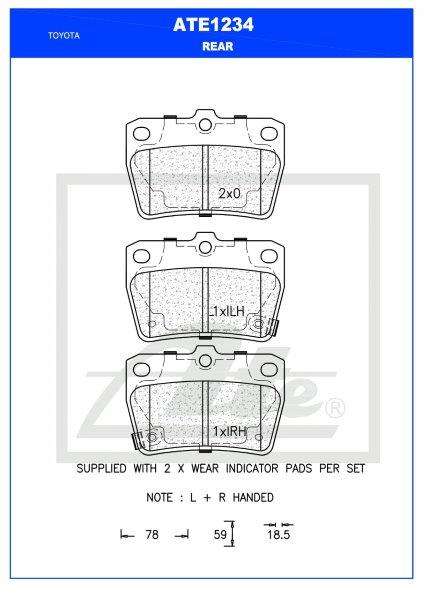 Rear Brake Pads  Chery Tiggo & Toyota RAV4 (ATE1234)