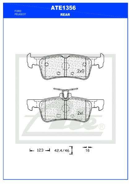 Rear Brake Pads  Ford Fiesta, Peugeot 308 (ATE1356)
