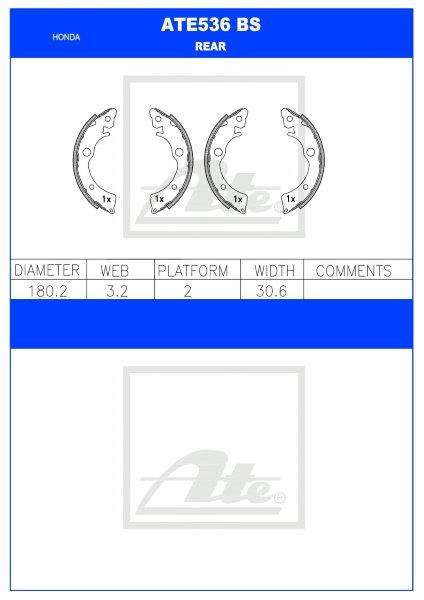 Honda Ballade / Civic / CRX  Rear Brake Shoes (ATE536BS)