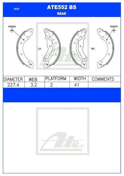 BMW E36, 3 Series Compact  Rear Brake Shoes (ATE552BS)