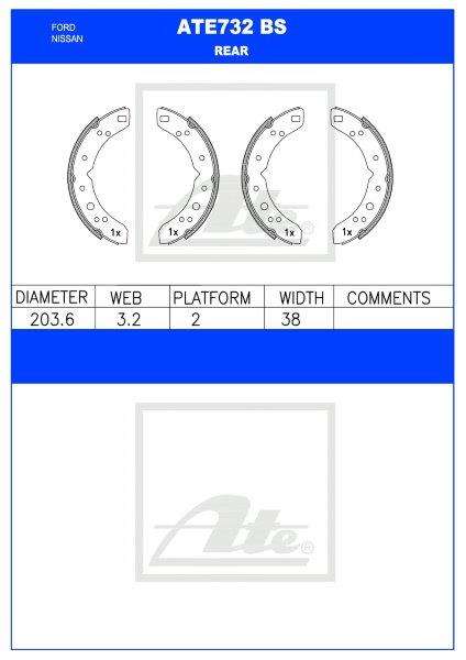 Ford Escort, Nissan 1400, Morris Marina  Rear Brake Shoes (ATE732BS)