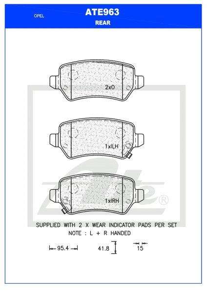 Rear Brake Pads Kia Soul / Opel Astra / Corsa / Meriva / Zafira  ATE963