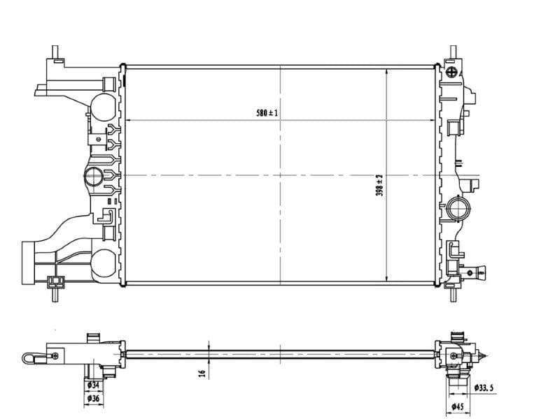 Radiator for Chevrolet Cruze 1.6  F16D3 / F16D4 / LDE  Manual  2009Present