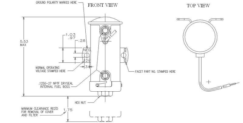 Facet 476087E 12V Fuel Pump  Gold-Flo Cylindrical | 36 GPH, 45.5 PSI | Universal Fit